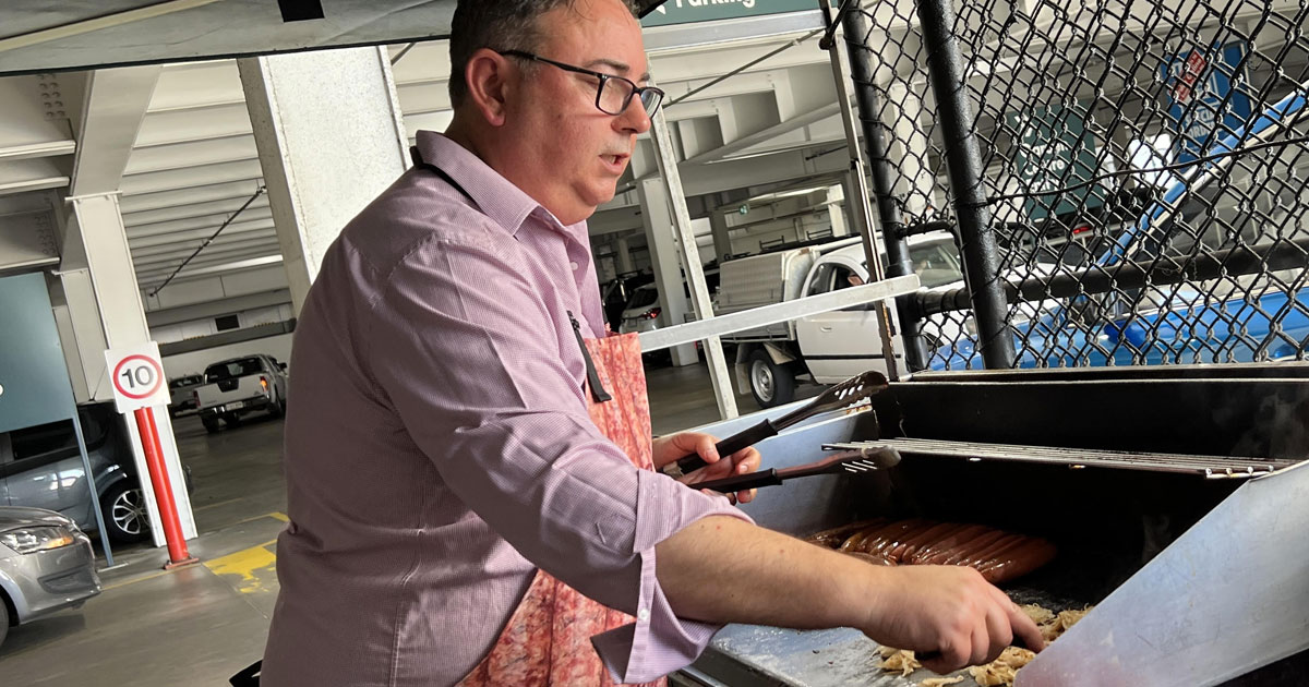 Grilling Success: Lessons from a Bunnings Sausage Sizzle for Small Business Marketing - Reflections by Steve Davis from Talked About Marketing Adelaide, Pictured At The Barbecue